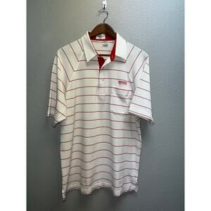 Vintage Conoco Polo White Red Striped Winner Mate Sportswear 80s VTG XL